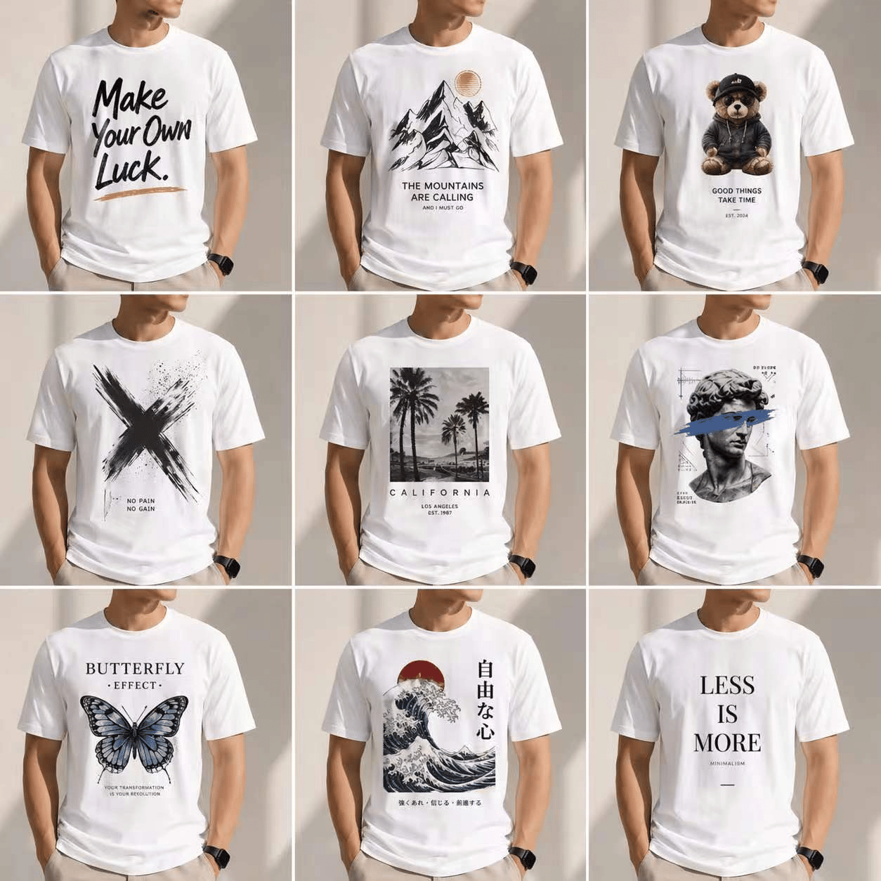 Double-sided Print 180gCotton Men Crew Neck Short Sleeve T-Shirt -Heat Transfer-Platform Label