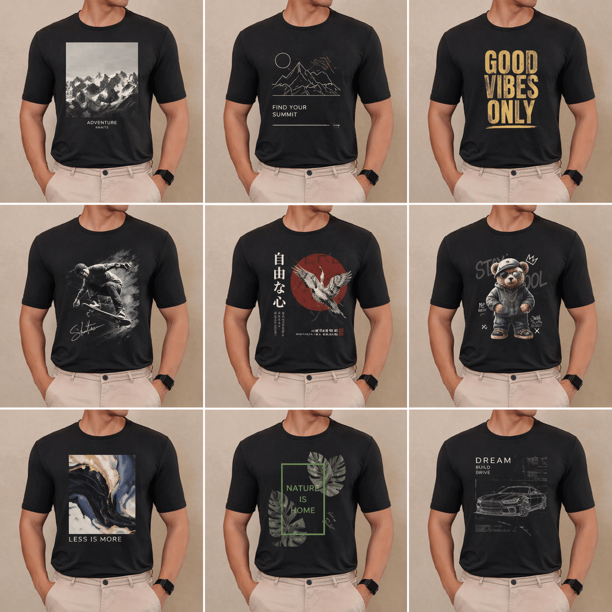 背印180g纯棉T恤