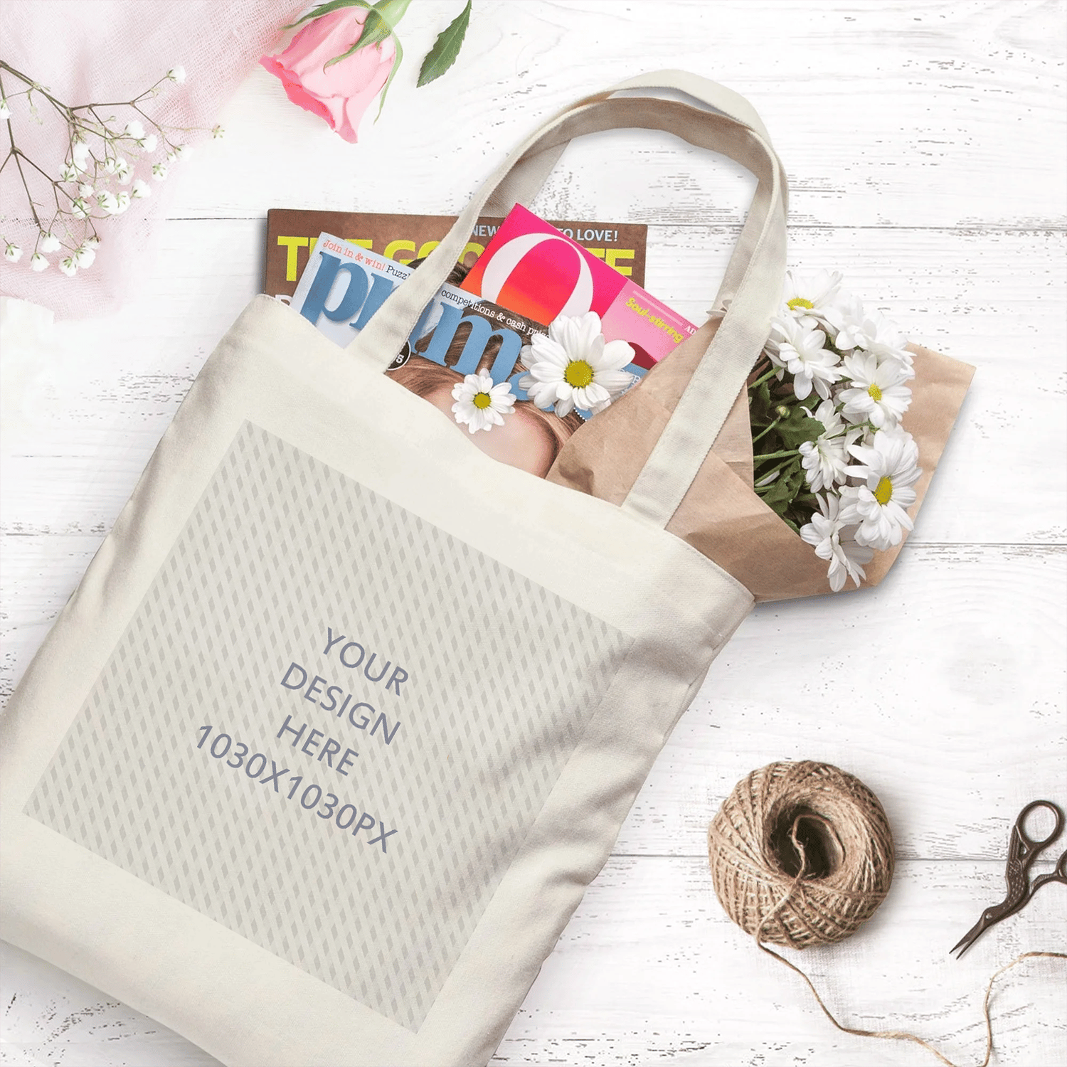 Canvas Tote Bag -白/Black Optional(Single-sided Print )