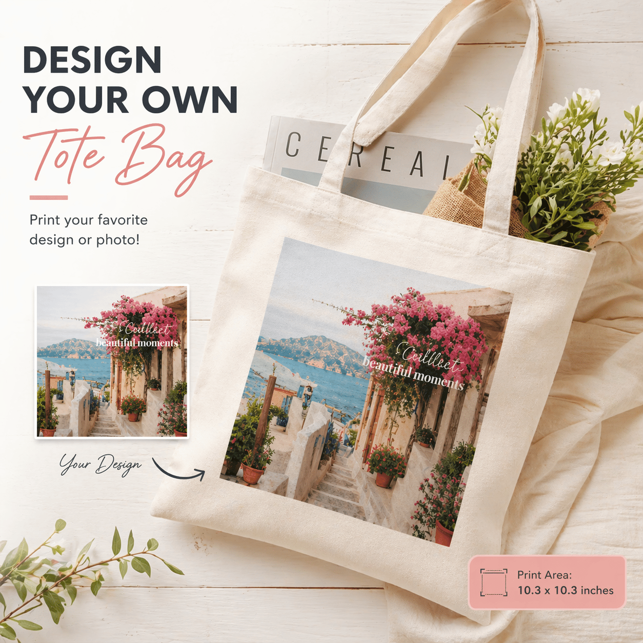 Canvas Tote Bag -白/Black Optional(Single-sided Print )