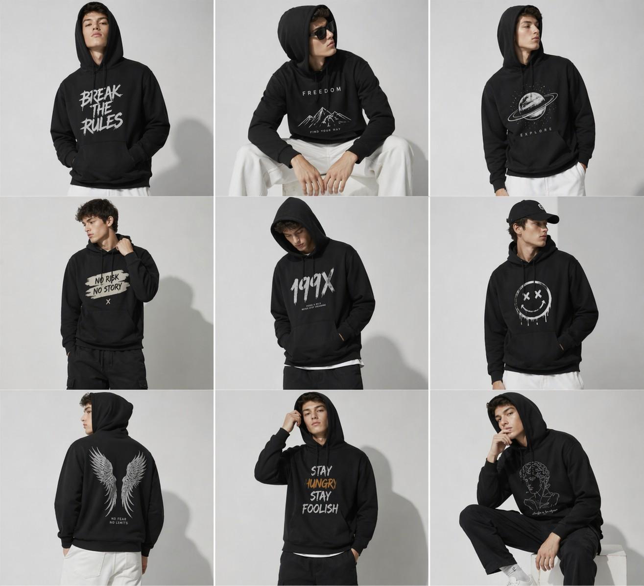 280gBlack Sweatshirt Front Print